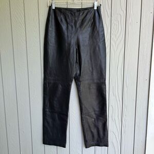 Hugo Buscati Vintage Black Leather Pants Women’s 8 High Rise Lined Trousers VTG